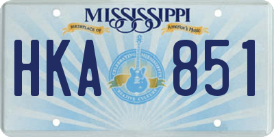 MS license plate HKA851