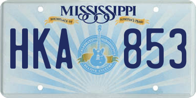 MS license plate HKA853