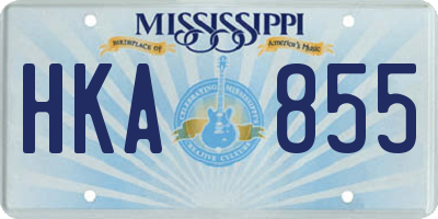 MS license plate HKA855