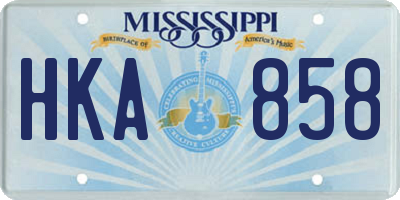 MS license plate HKA858
