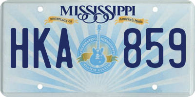 MS license plate HKA859