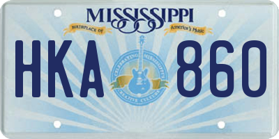 MS license plate HKA860