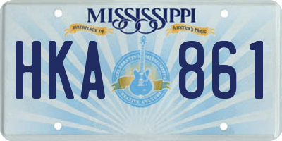 MS license plate HKA861