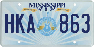 MS license plate HKA863