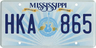 MS license plate HKA865