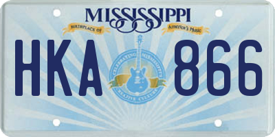 MS license plate HKA866