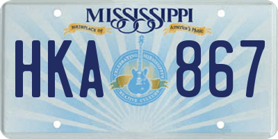 MS license plate HKA867