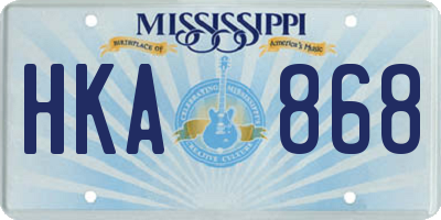 MS license plate HKA868