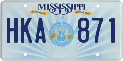 MS license plate HKA871