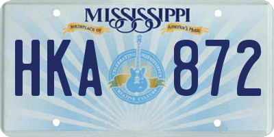 MS license plate HKA872