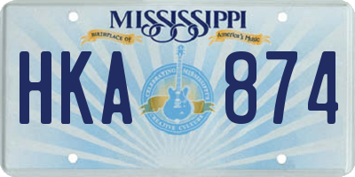 MS license plate HKA874