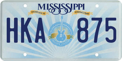 MS license plate HKA875