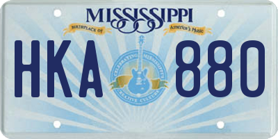 MS license plate HKA880