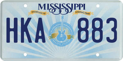 MS license plate HKA883