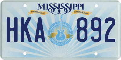 MS license plate HKA892