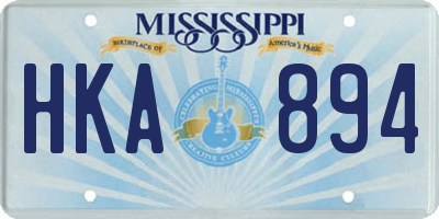 MS license plate HKA894