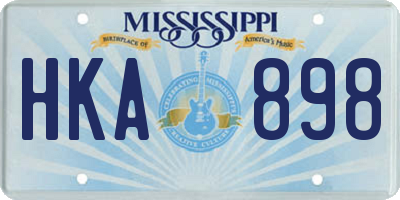 MS license plate HKA898