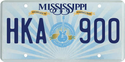 MS license plate HKA900