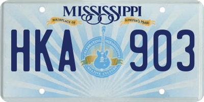 MS license plate HKA903