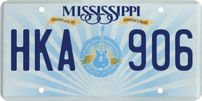 MS license plate HKA906