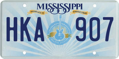 MS license plate HKA907