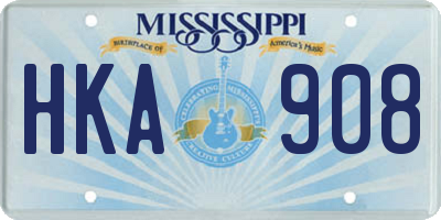 MS license plate HKA908