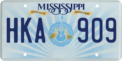 MS license plate HKA909