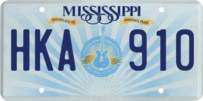 MS license plate HKA910