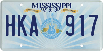 MS license plate HKA917