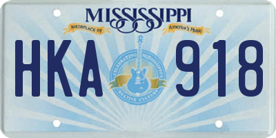 MS license plate HKA918