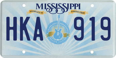 MS license plate HKA919