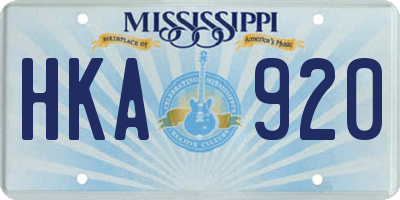 MS license plate HKA920
