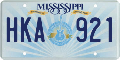 MS license plate HKA921