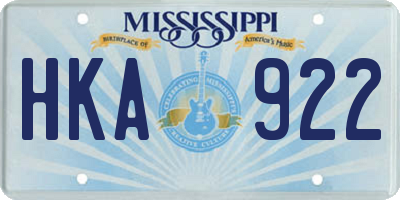 MS license plate HKA922