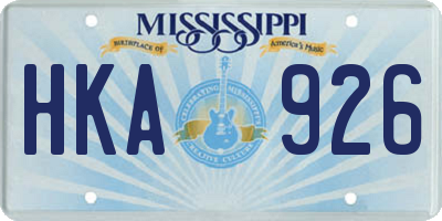 MS license plate HKA926