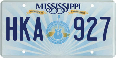 MS license plate HKA927