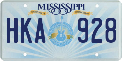 MS license plate HKA928