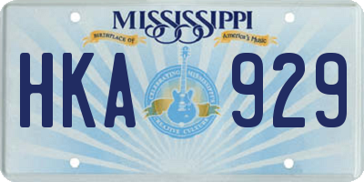 MS license plate HKA929