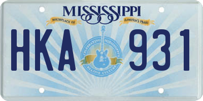 MS license plate HKA931