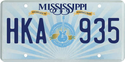 MS license plate HKA935