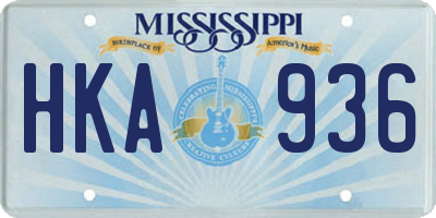 MS license plate HKA936