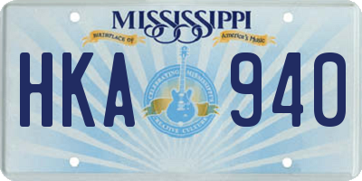 MS license plate HKA940