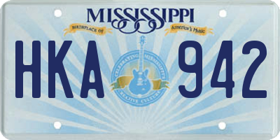MS license plate HKA942