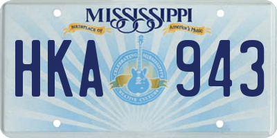 MS license plate HKA943