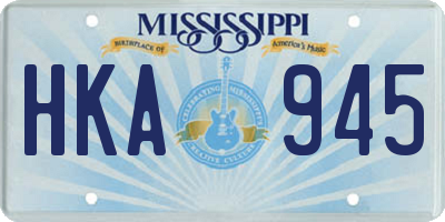 MS license plate HKA945