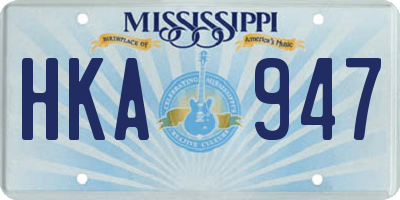 MS license plate HKA947