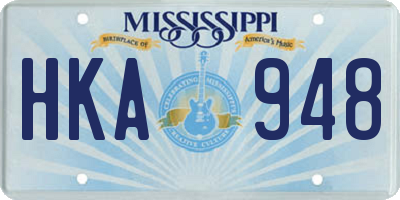 MS license plate HKA948