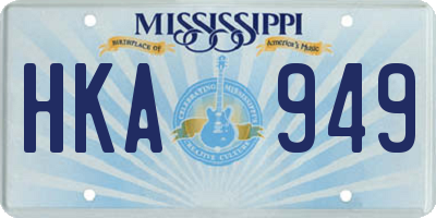 MS license plate HKA949
