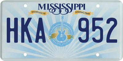 MS license plate HKA952