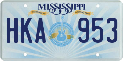MS license plate HKA953